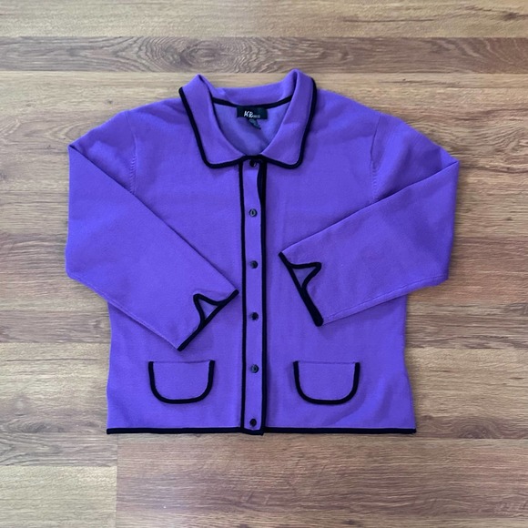 Vintage Y2k AGB Volup Purple Cardigan size 16 - Picture 1 of 5